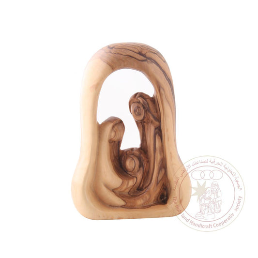 The Holy Family within a Bell - Olive Wood Figurine, Smooth Plain Features