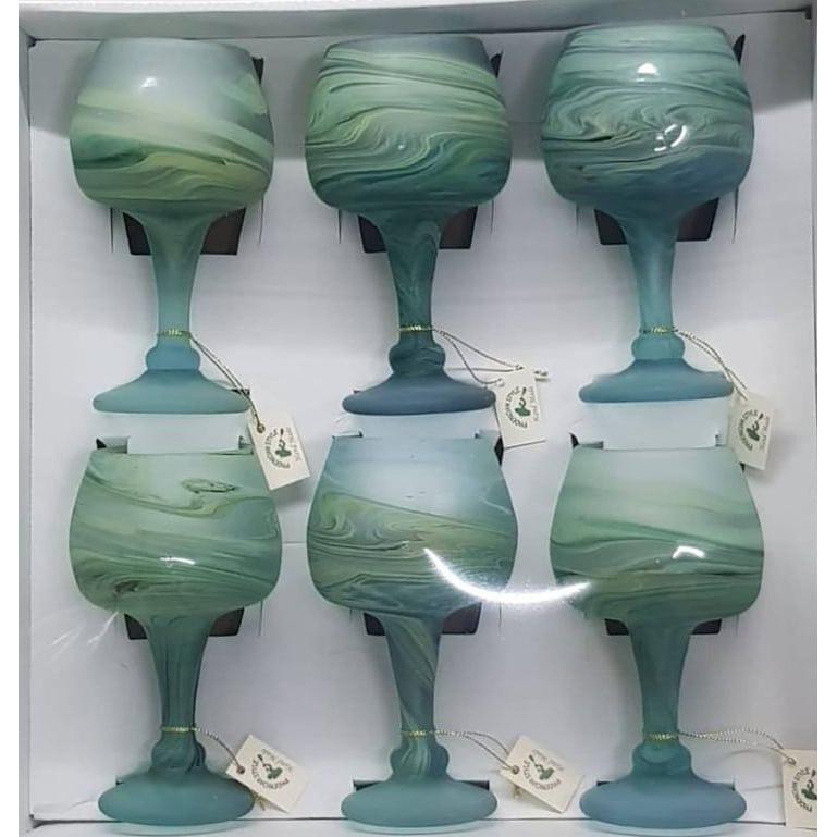Wine Glass Rounded Shape Set Green