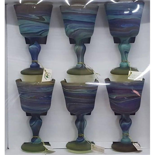 Wine Glass Triangle Shape Set BLUE-GREEN