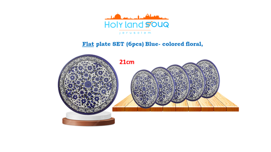 Ceramic Flat plate, Blue- colored floral SET # 3 (6pcs)