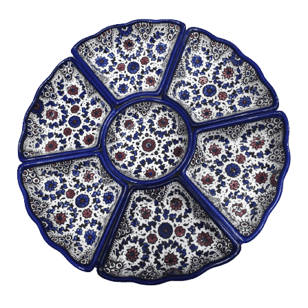 Ceramic Floral Snacks & Dip Platter Set 7 pcs