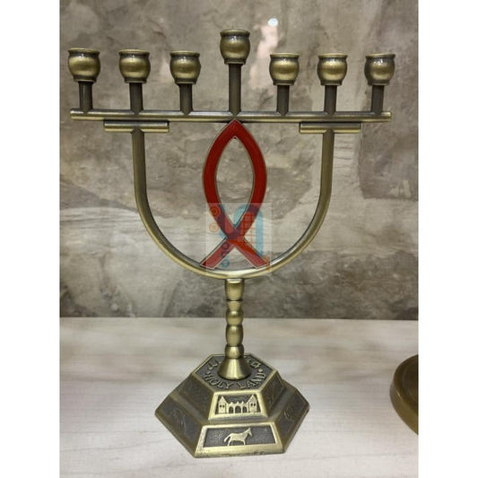 Menorah With Fish Shape Bronze